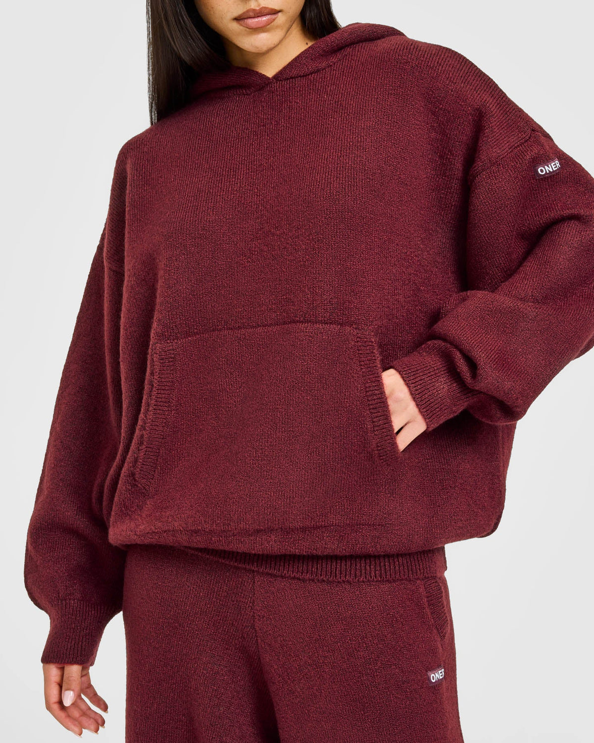 Oner Active Oversized Knit Hoodie | Rosewood