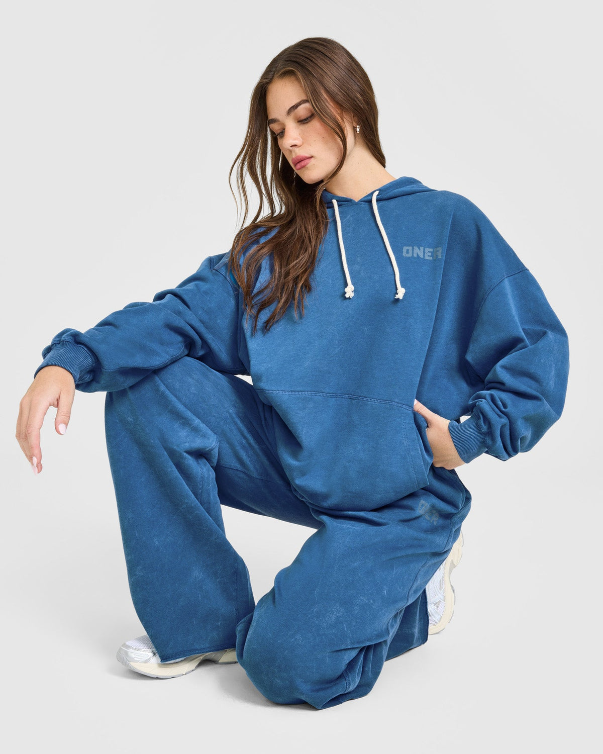 Oner Active Raw Lounge Oversized Hoodie | Washed Ocean Blue