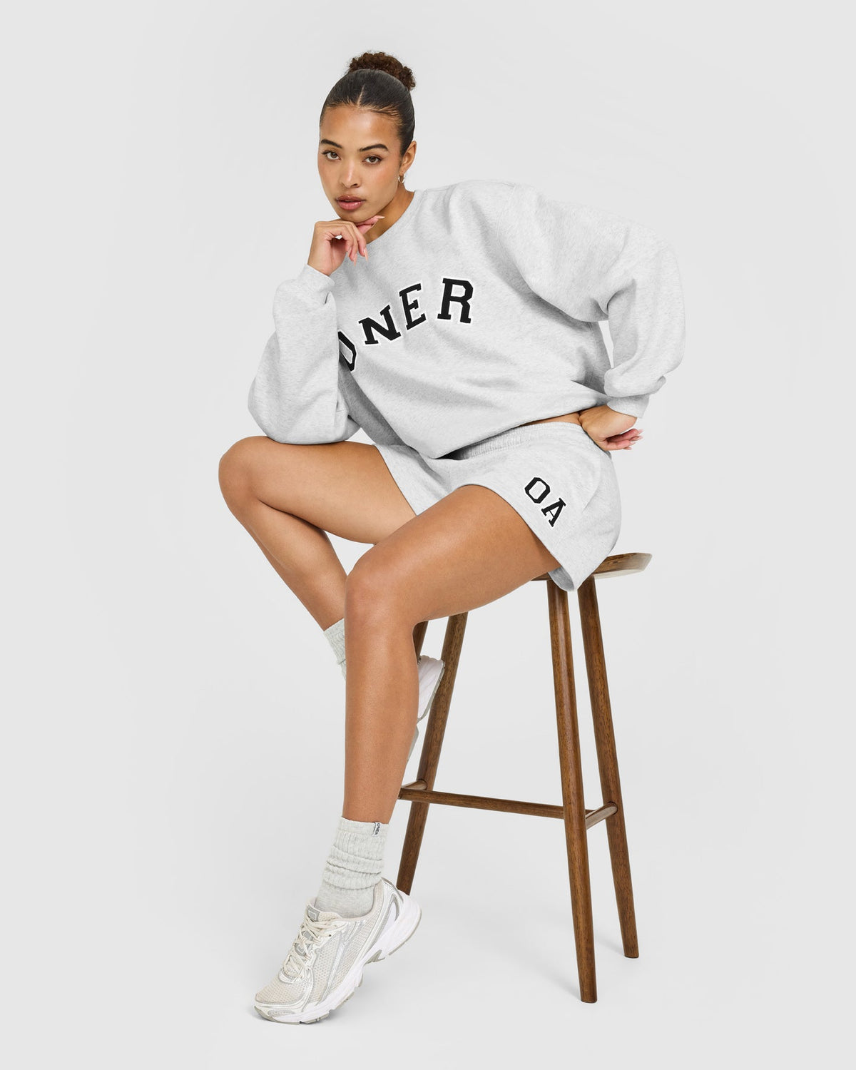 Oner Active Foundations Oversized Oner Girlfriend Shorts | Light Gray Marl