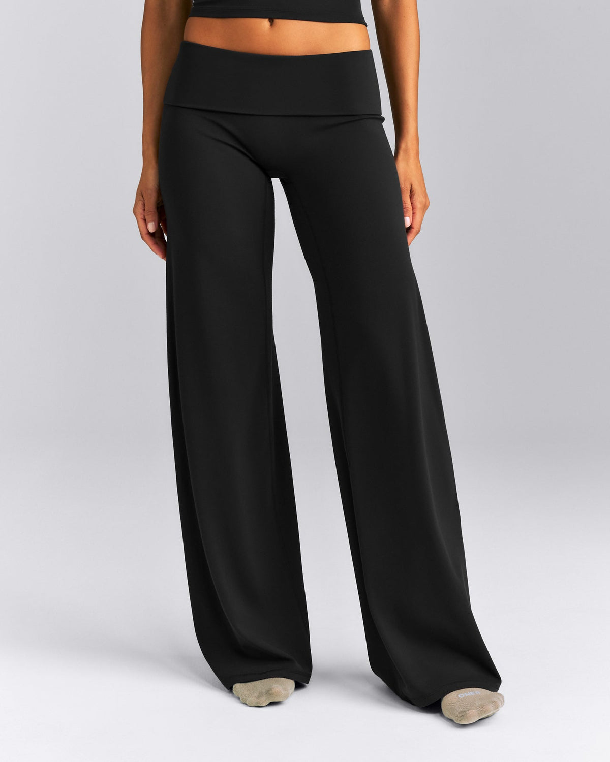 Oner Active SoftMotion™ Fold Over Mid Rise Straight Leg Pants | Black