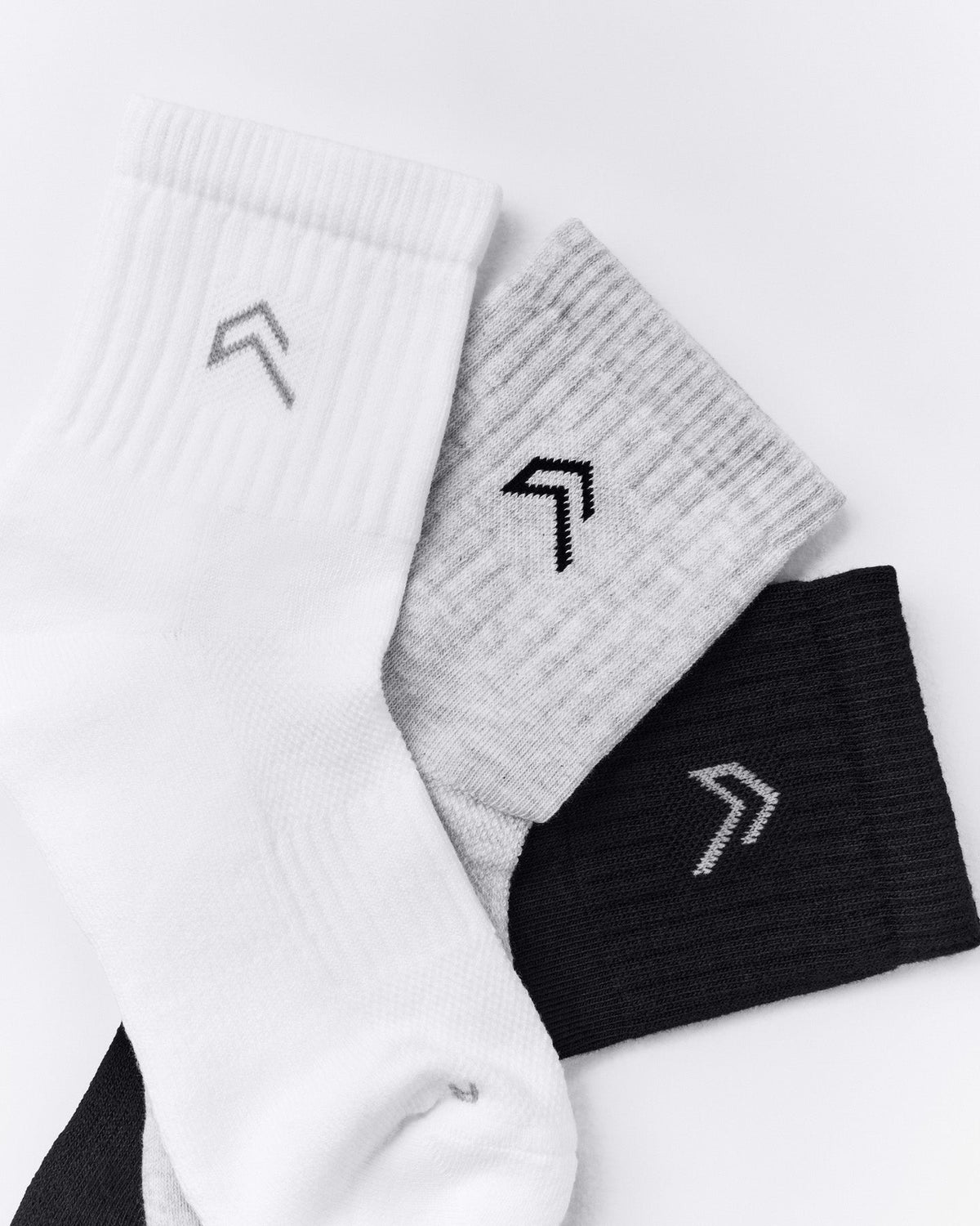 Oner Active Mid Crew Socks 3 Pack | Gray/White/Black