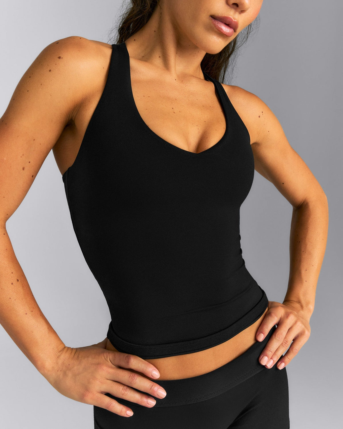 Oner Active SoftMotion™ Racer Back Tank Top with Built in Bra Shelf | Black