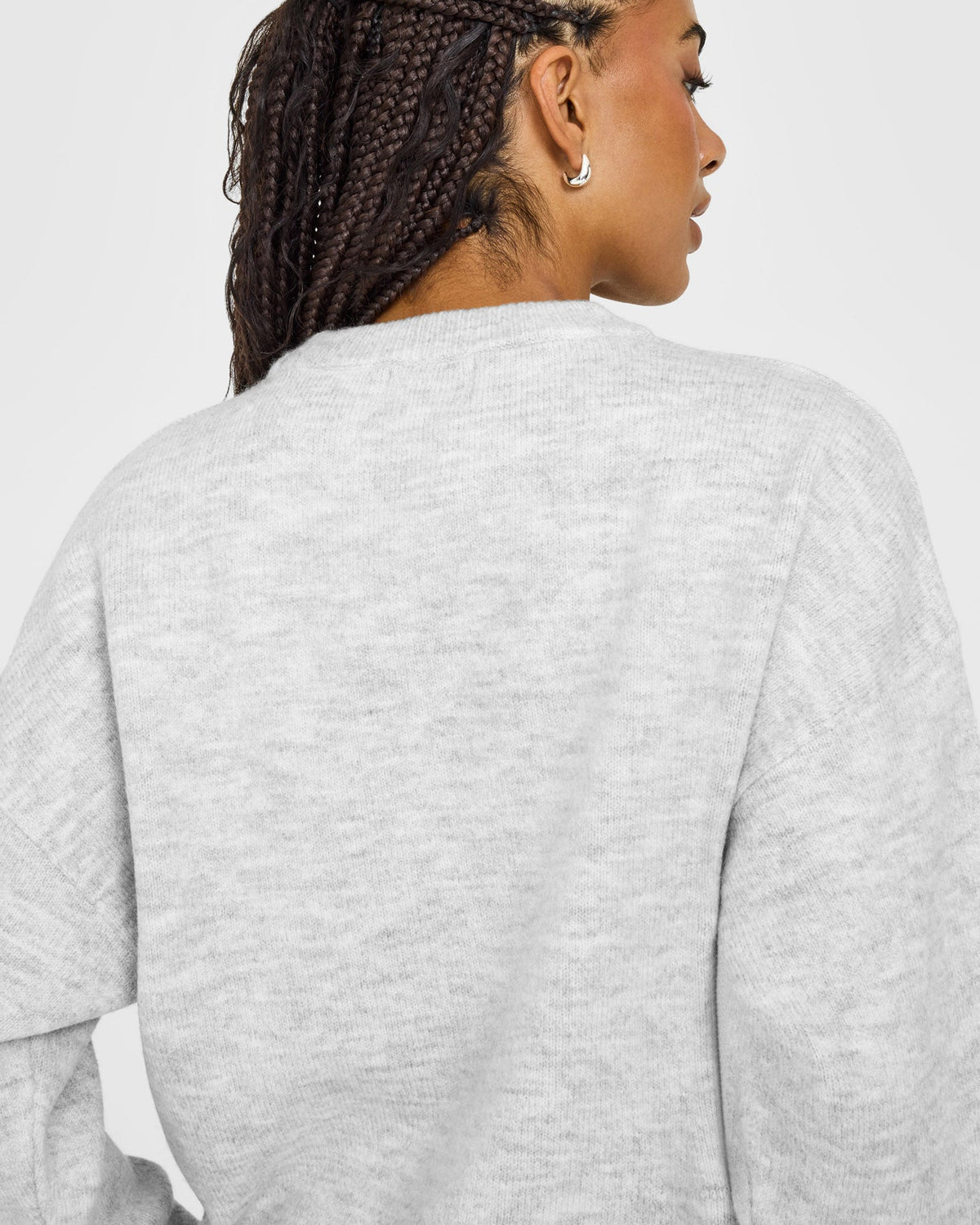 Oner Active Oversized Knit Crew Neck Sweatshirt | Light Gray Marl