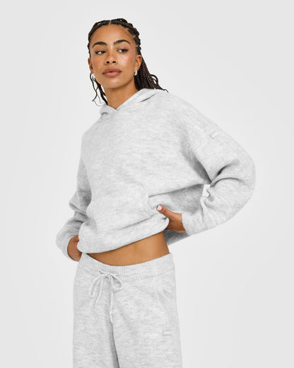 Oner Active Oversized Knit Hoodie | Light Gray Marl