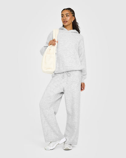 Oner Active Oversized Knit Hoodie | Light Gray Marl