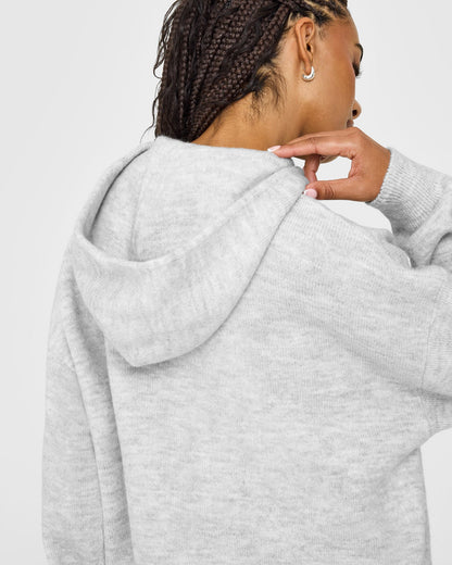 Oner Active Oversized Knit Hoodie | Light Gray Marl