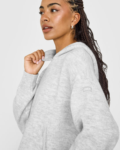 Oner Active Oversized Knit Hoodie | Light Gray Marl