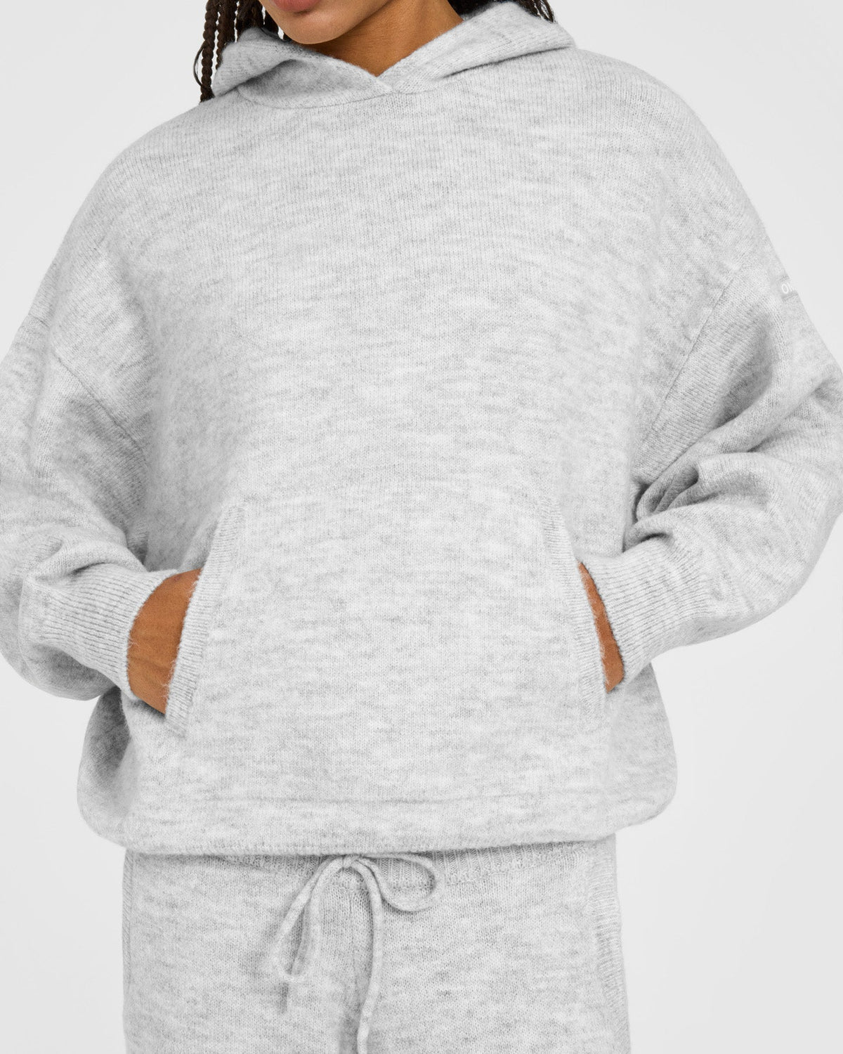 Oner Active Oversized Knit Hoodie | Light Gray Marl