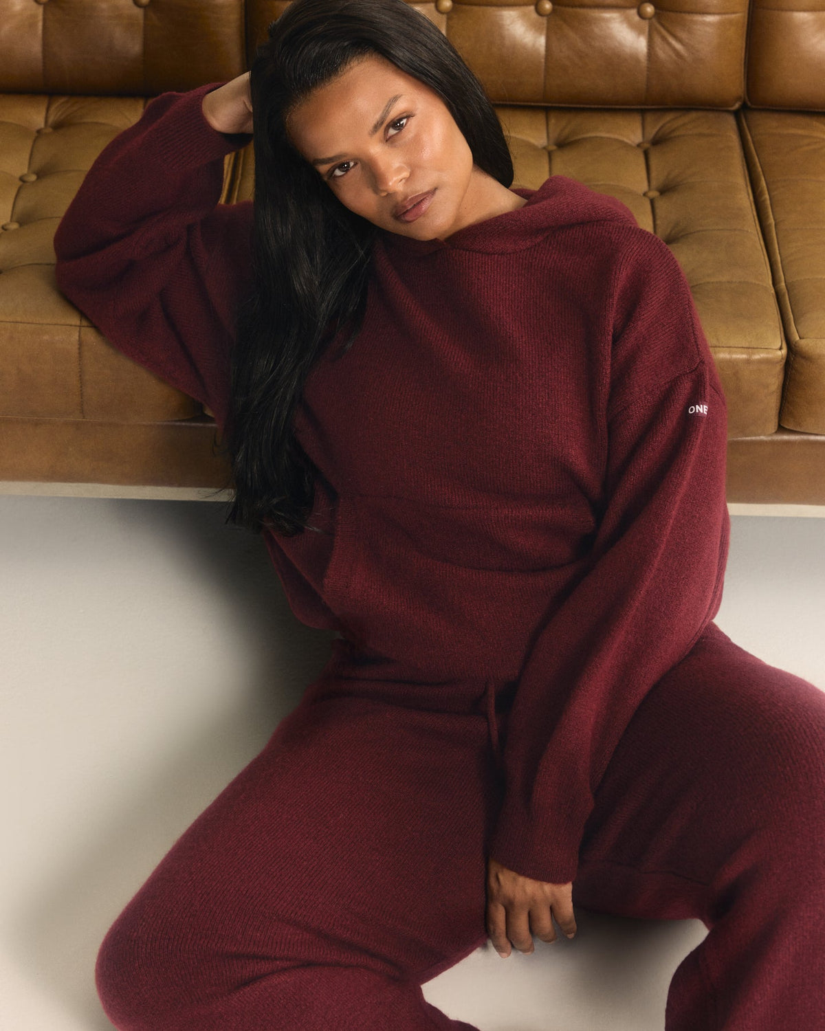 Oner Active Oversized Knit Hoodie | Rosewood