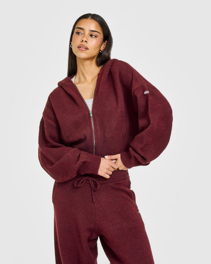 Oner Active Oversized Knit Zip Up Mid Hoodie | Rosewood