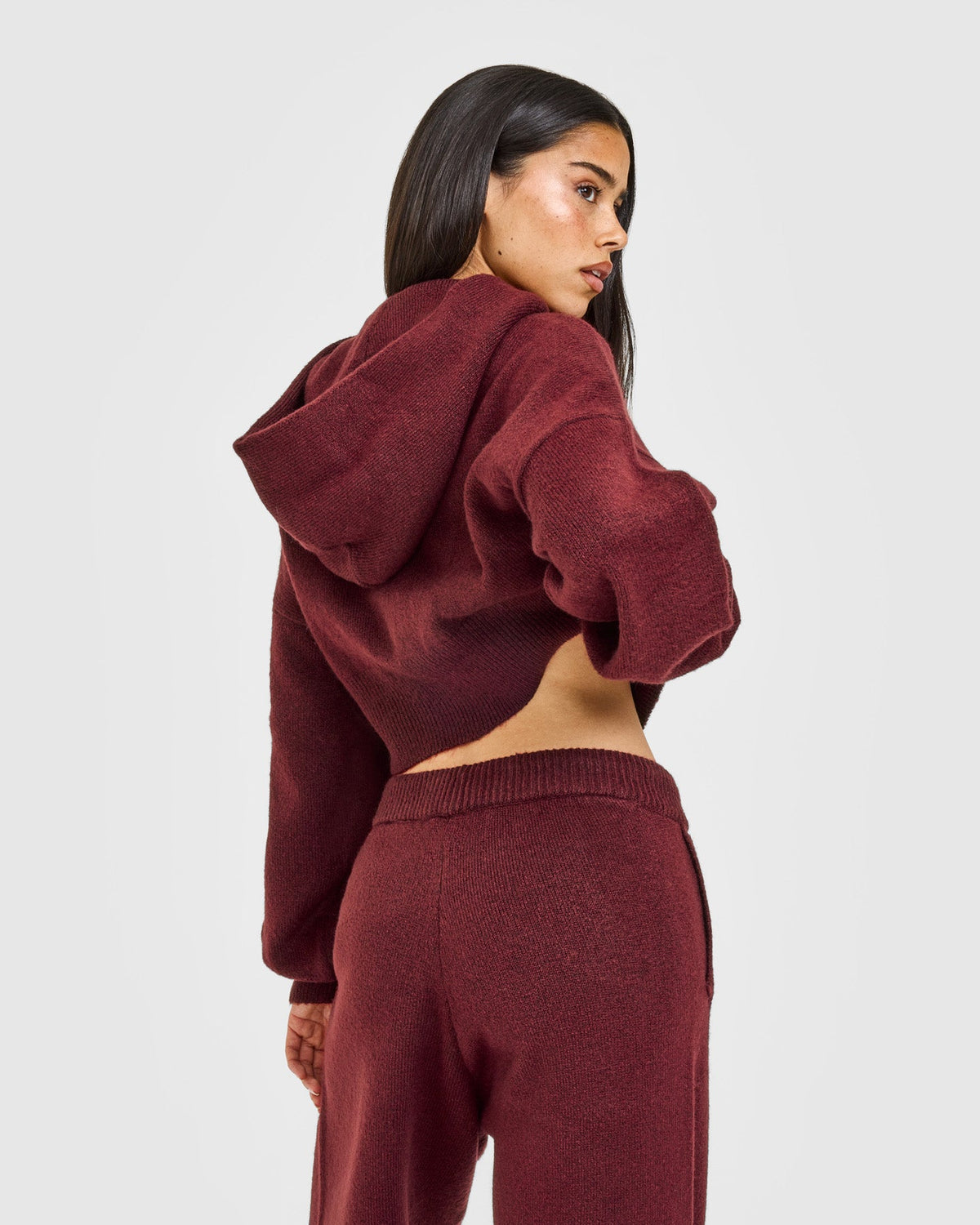 Oner Active Oversized Knit Zip Up Mid Hoodie | Rosewood