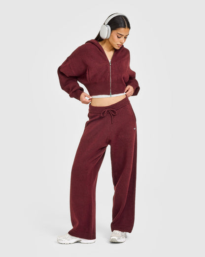 Oner Active Oversized Knit Zip Up Mid Hoodie | Rosewood