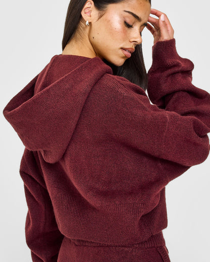 Oner Active Oversized Knit Zip Up Mid Hoodie | Rosewood