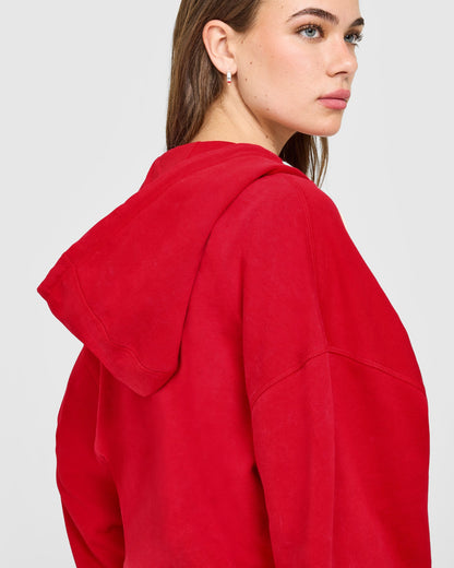 Oner Active Raw Lounge Oversized Zip Hoodie | Washed Fiery Red