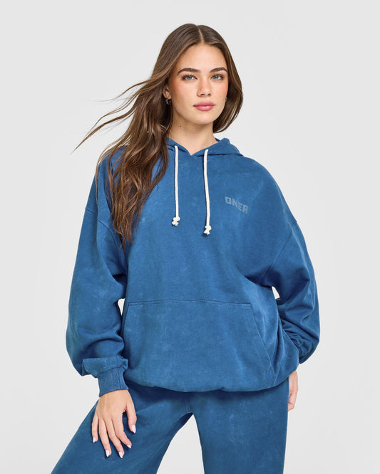 Oner Active Raw Lounge Oversized Hoodie | Washed Ocean Blue