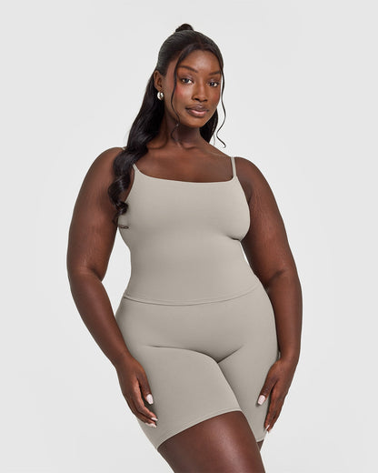 Oner Active SoftMotion™ Strappy Mid Tank Top with Built in Bra Shelf | Warm Sand