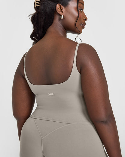 Oner Active SoftMotion™ Strappy Mid Tank Top with Built in Bra Shelf | Warm Sand