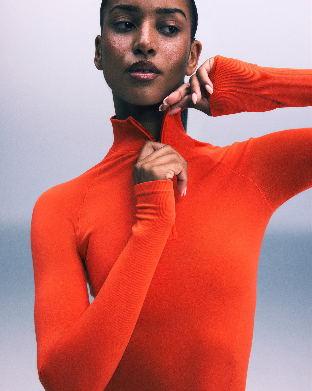 Oner Active Oner Seamless Mid Weight Fitted 1/2 Zip Long Sleeve Top | Energy Orange