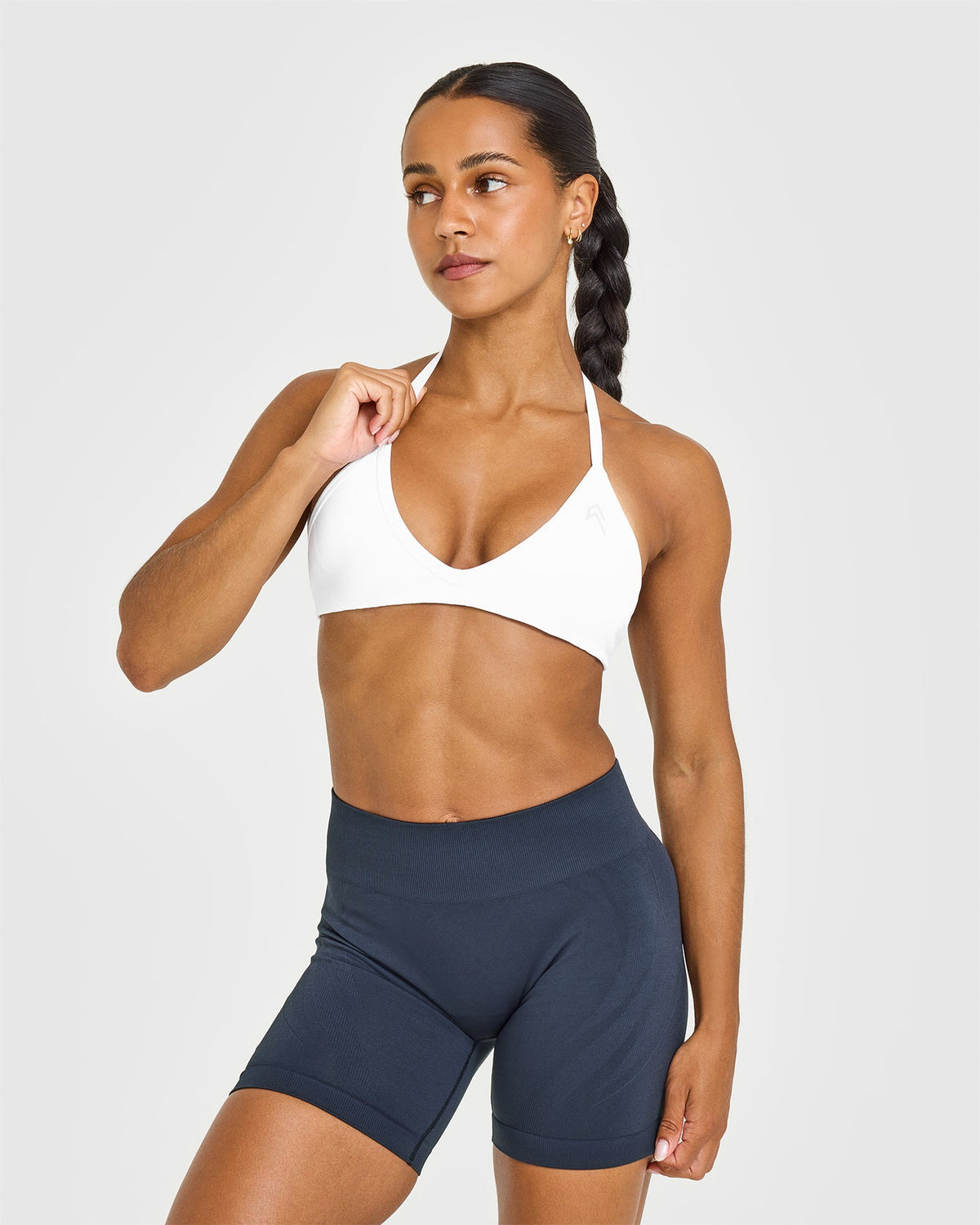 Oner Active EnhanceLift™ Seamless Minimal Halter Neck Bralette | White