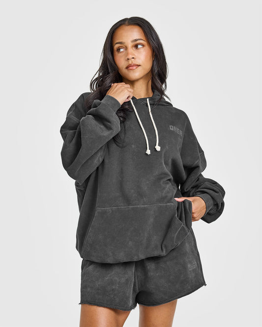 Oner Active Raw Lounge Oversized Hoodie | Washed Black