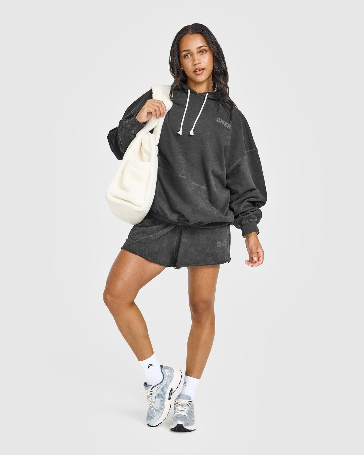 Oner Active Raw Lounge Oversized Hoodie | Washed Black
