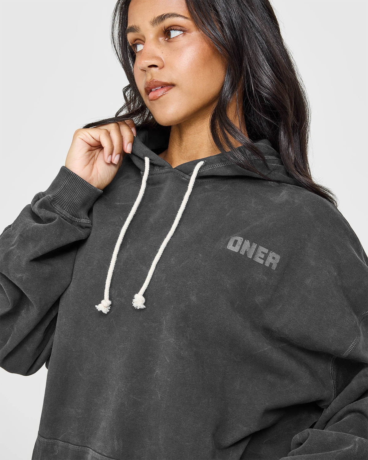 Oner Active Raw Lounge Oversized Hoodie | Washed Black