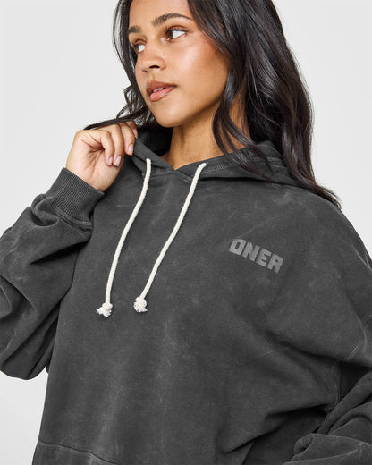 Oner Active Raw Lounge Oversized Hoodie | Washed Black