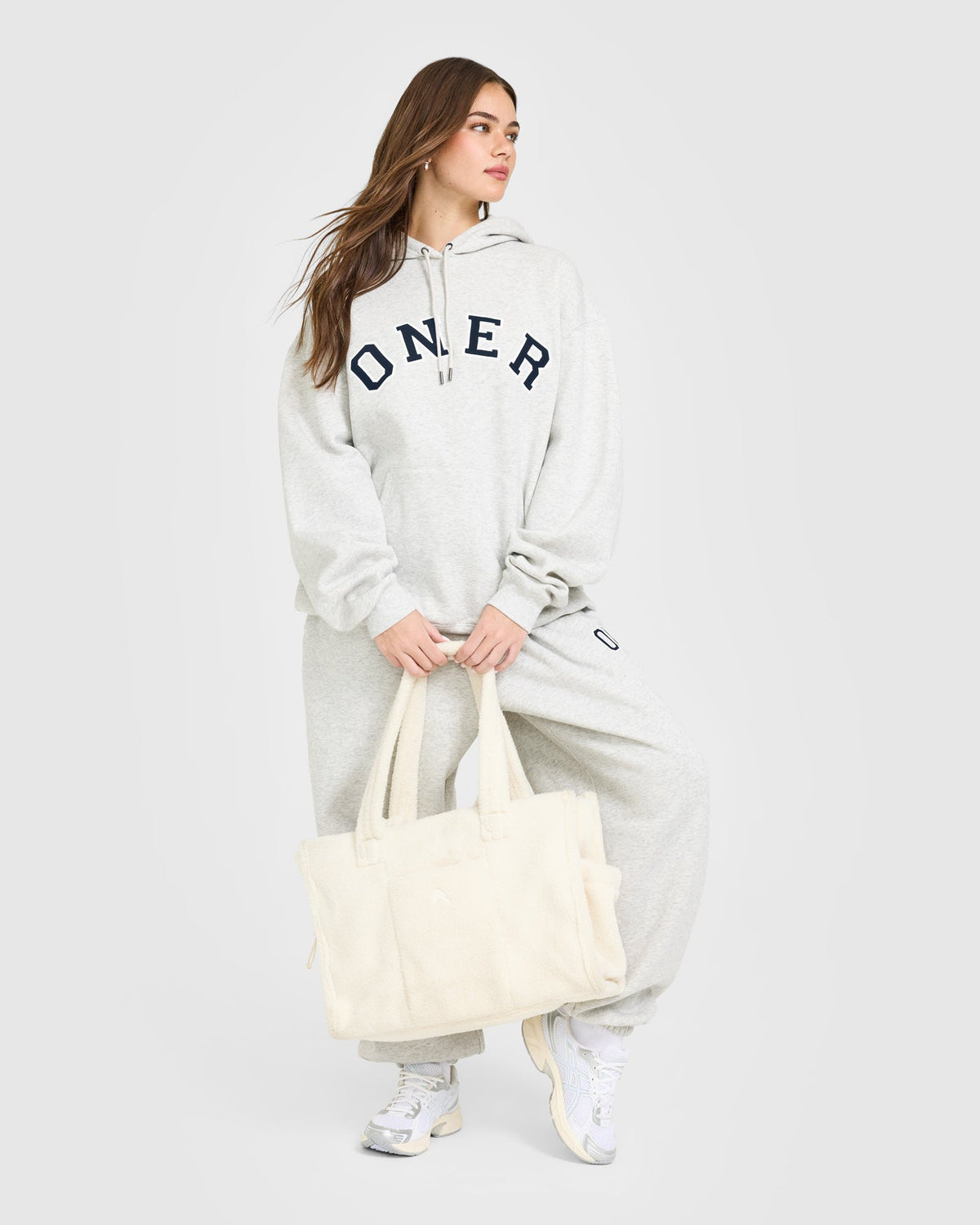 Oner Active Foundations Oversized Oner Girlfriend Hoodie | Light Gray Marl