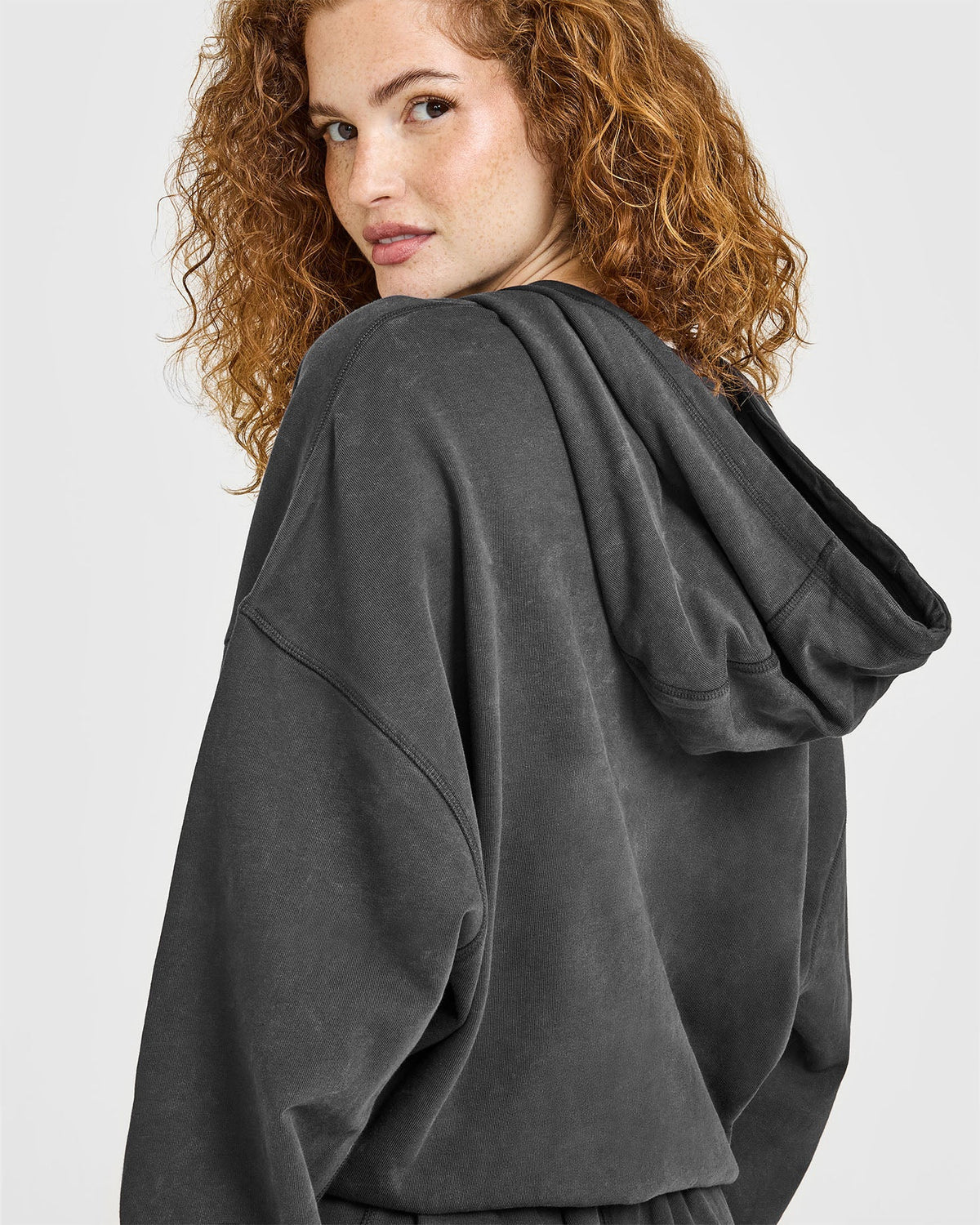 Oner Active Raw Lounge Oversized Zip Hoodie | Washed Black