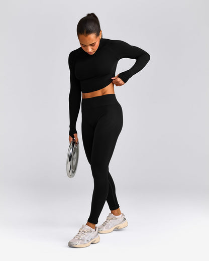 Oner Active Oner Seamless Fitted Long Sleeve Mid Top | Soft Black