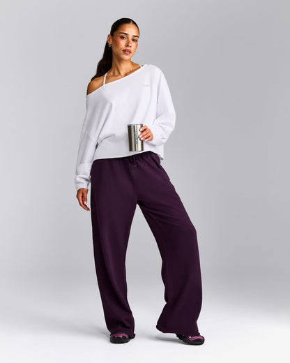 Oner Active Cotton Vintage Lounge Off-The-Shoulder Sweatshirt | White