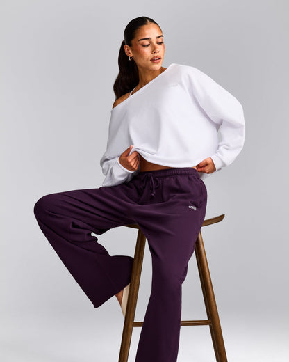 Oner Active Cotton Vintage Lounge Off-The-Shoulder Sweatshirt | White