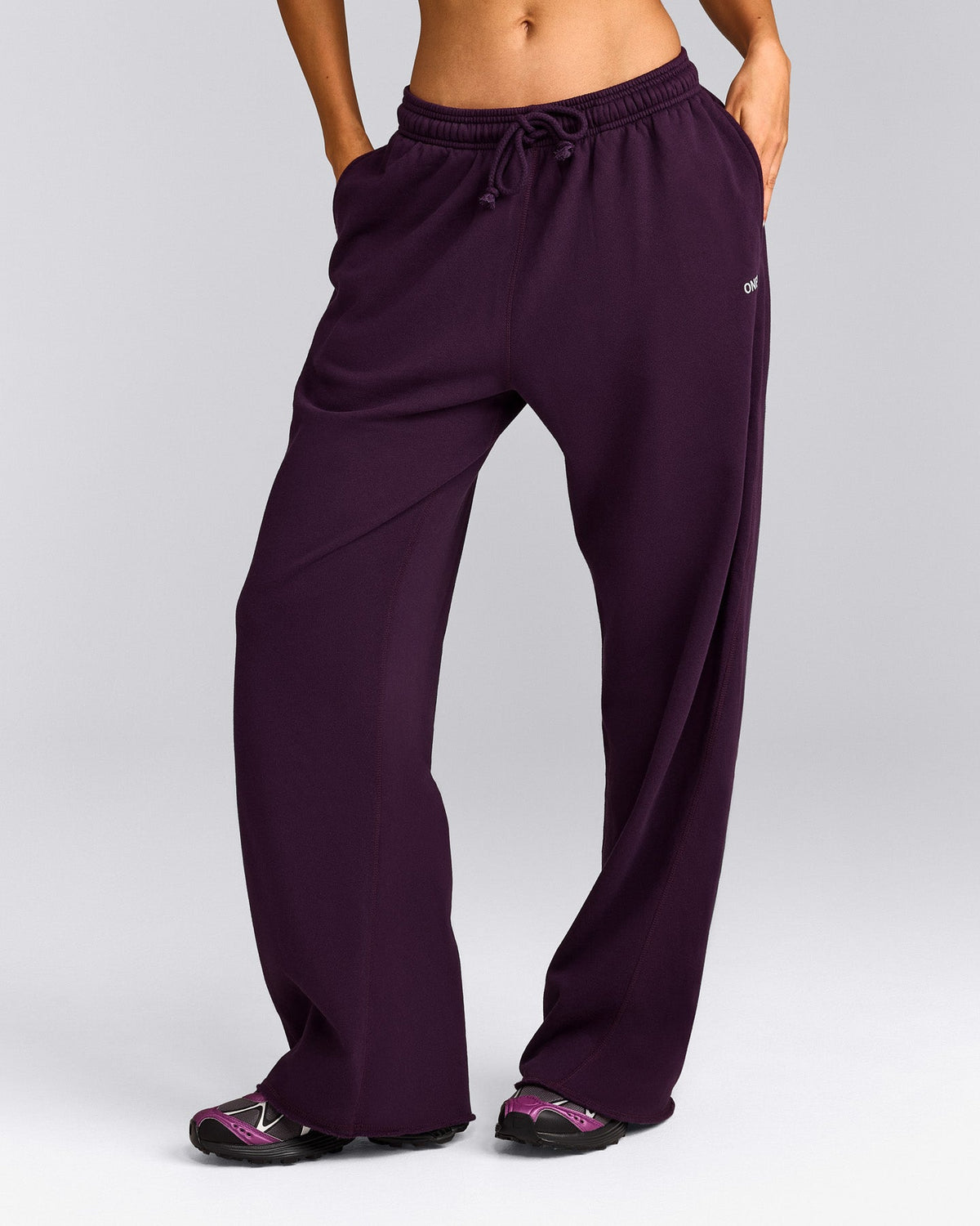 Oner Active Cotton Vintage Lounge Wide Leg Sweatpants | Washed Blackberry Purple