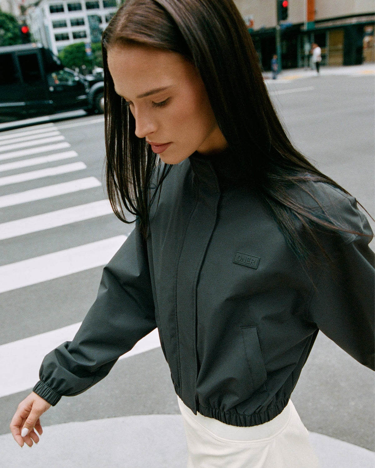 Oner Active Cropped Bomber Jacket | Emerald Noir