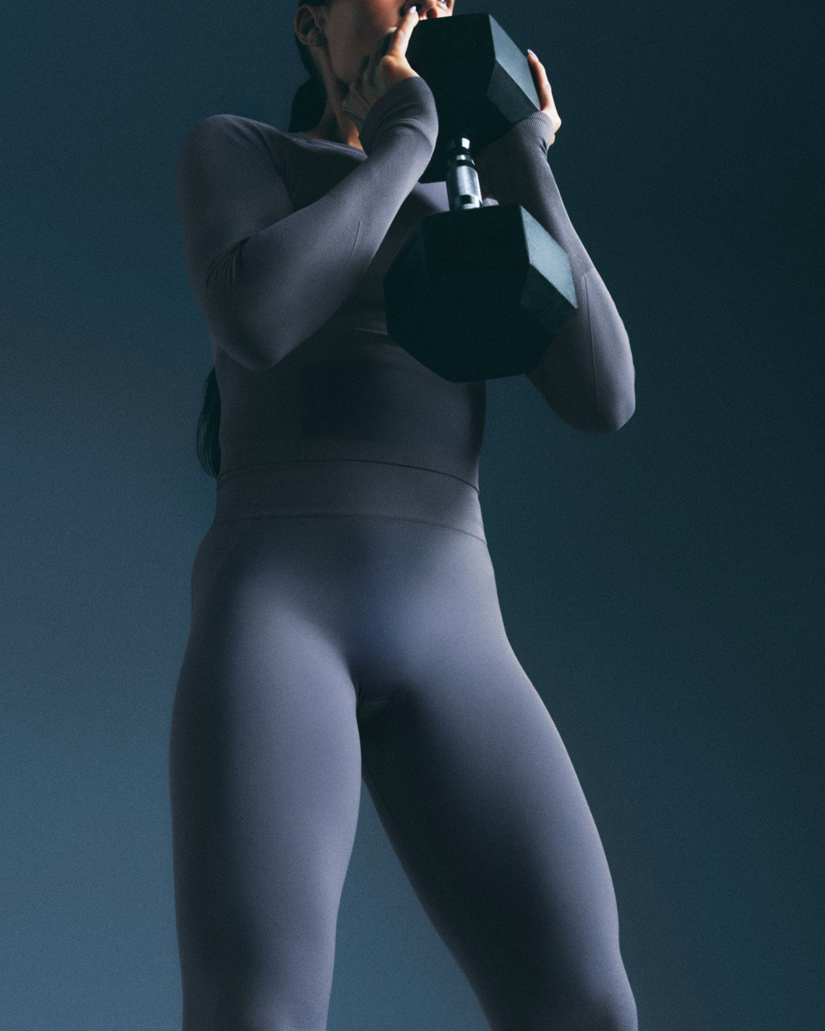 Oner Active EffortlessLift™ Seamless Mid Rise Leggings | Light Granite Blue