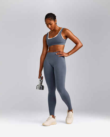 Oner Active EffortlessLift™ Seamless Mid Rise Leggings | Light Granite Blue