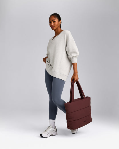 Oner Active Cotton Vintage Lounge V Neck Sweatshirt | Light Gray Marl