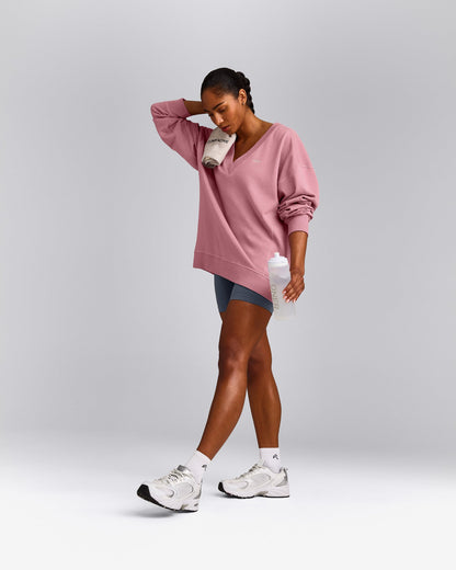 Oner Active Cotton Vintage Lounge V Neck Sweatshirt | Orchid Haze