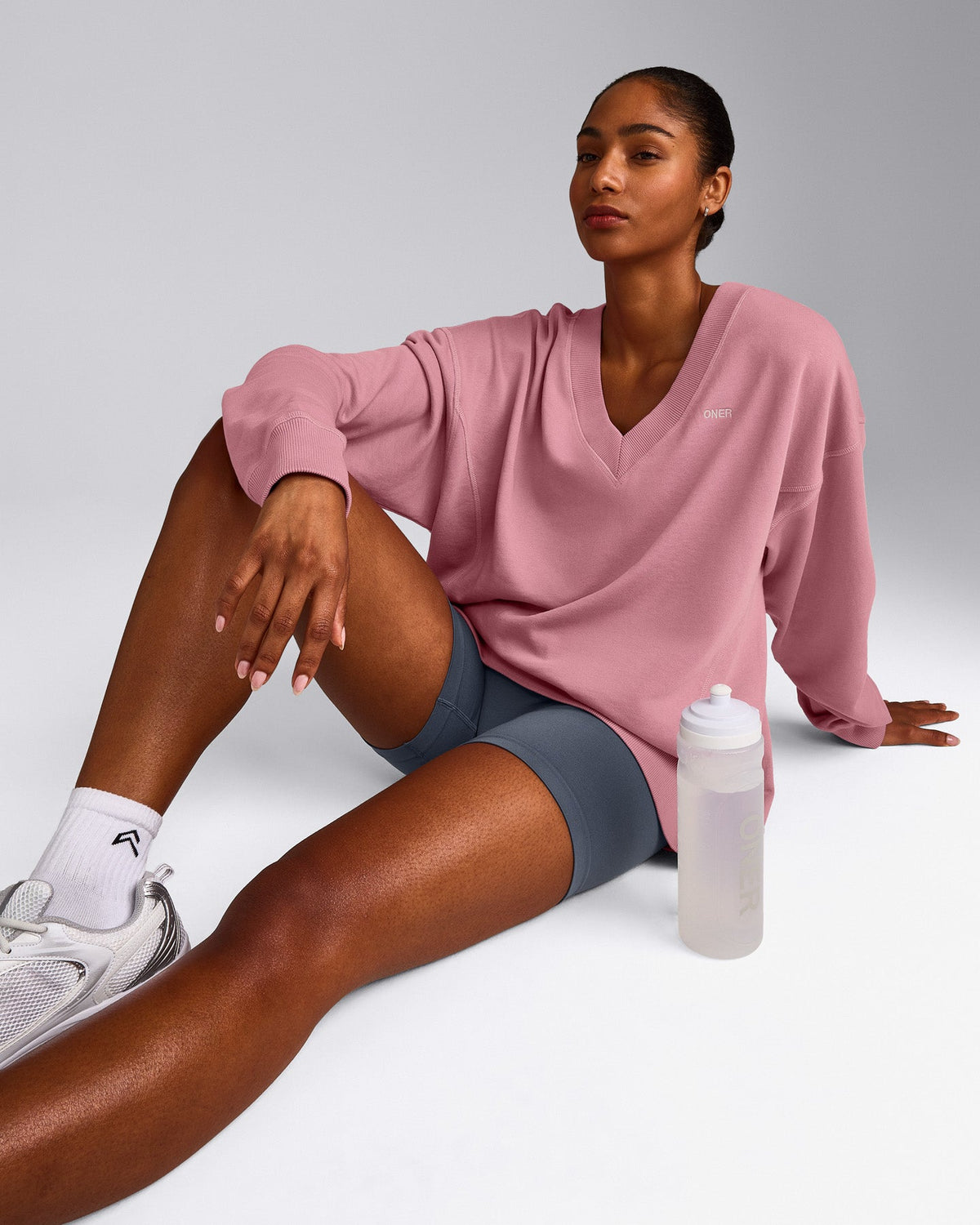 Oner Active Cotton Vintage Lounge V Neck Sweatshirt | Orchid Haze