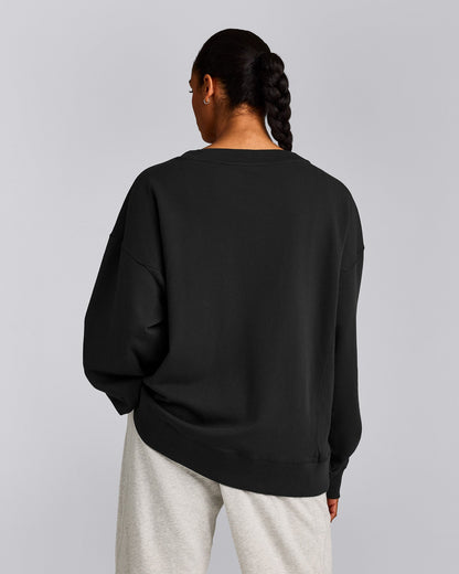 Oner Active Cotton Vintage Lounge V Neck Sweatshirt | Washed Black