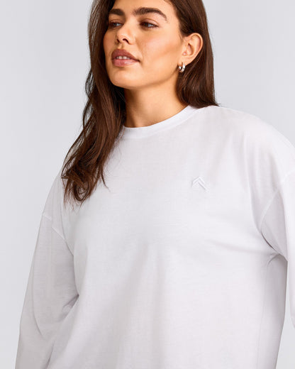 Oner Active Classic Oversized Lightweight Long Sleeve Top | White