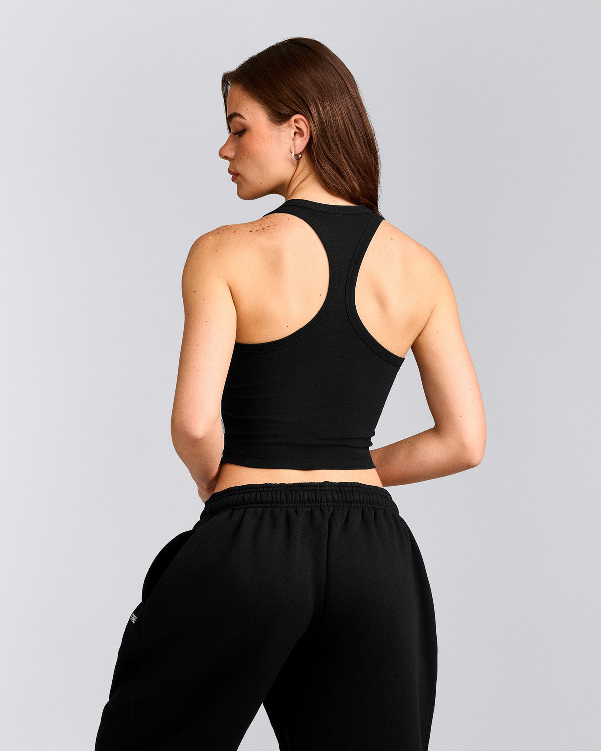 Oner Active Cotton Fitted Mid Tank Top | Black