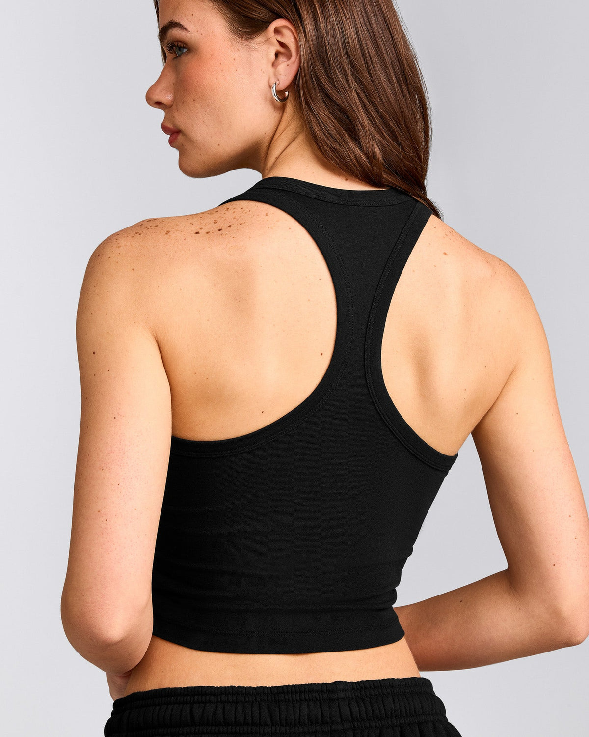 Oner Active Cotton Fitted Mid Tank Top | Black