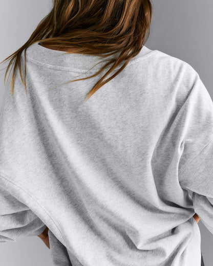 Oner Active Cotton Vintage Lounge V Neck Sweatshirt | Light Gray Marl