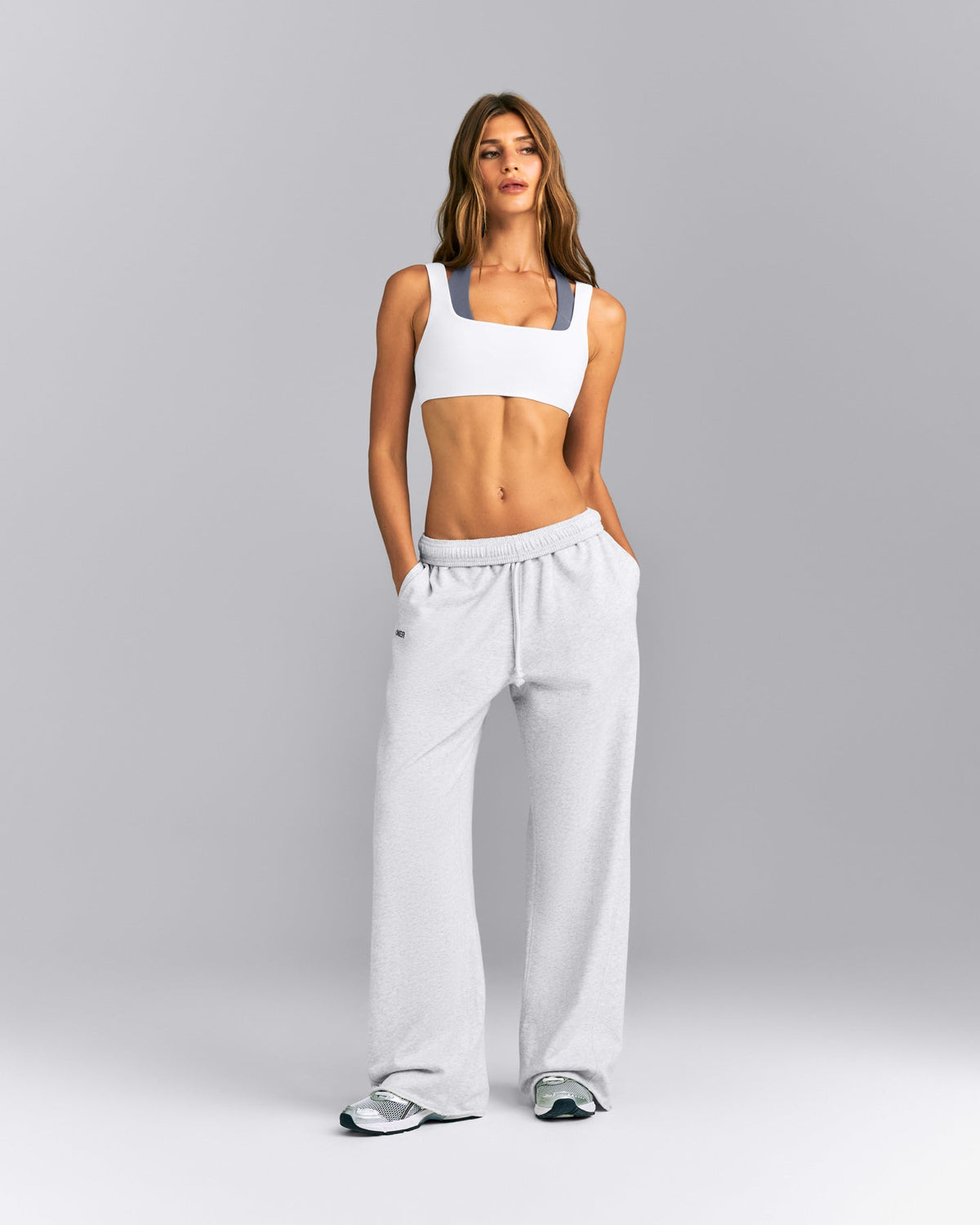 Oner Active Cotton Vintage Lounge Wide Leg Sweatpants | Light Gray Marl