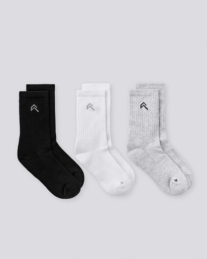 Oner Active Crew Socks 3 Pack | Gray/White/Black