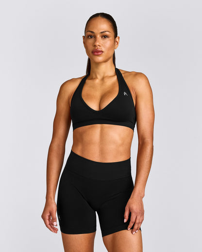 Oner Active EffortlessLift™ Seamless Halter Neck Sports Bra | Black