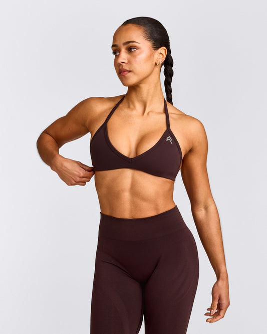 Oner Active EnhanceLift™ Seamless Minimal Halter Neck Bralette | Plum Brown