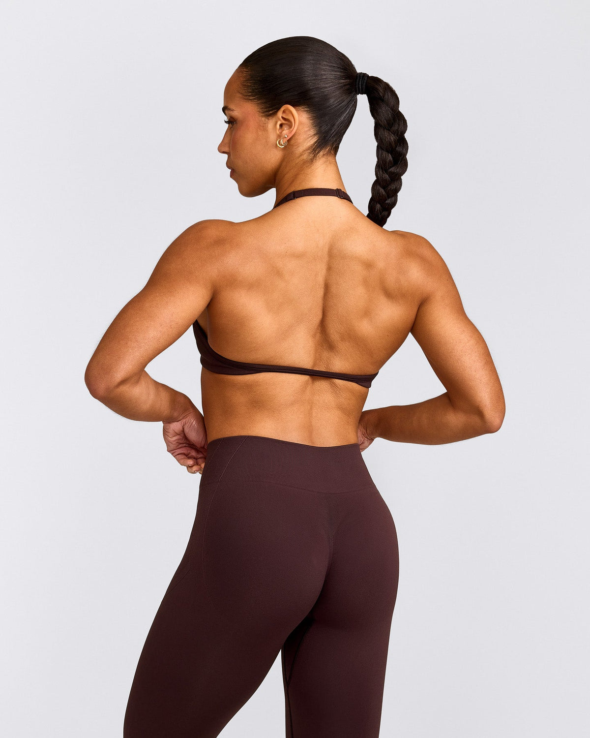 Oner Active EnhanceLift™ Seamless Minimal Halter Neck Bralette | Plum Brown