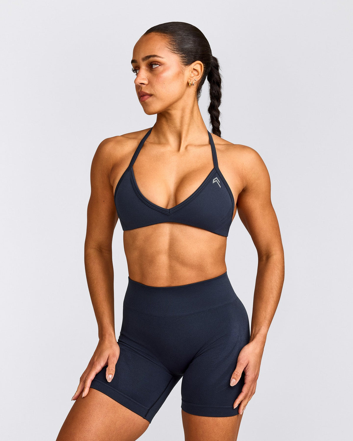 Oner Active EnhanceLift™ Seamless Minimal Halter Neck Bralette | True Blue
